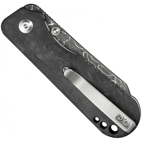 CIVIVI Knives Crabby Folding Knife - 2.7" Damascus Sheepsfoot Blade Shredded Carbon Fiber Handle