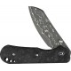 CIVIVI Knives Crabby Folding Knife - 2.7" Damascus Sheepsfoot Blade Shredded Carbon Fiber Handle