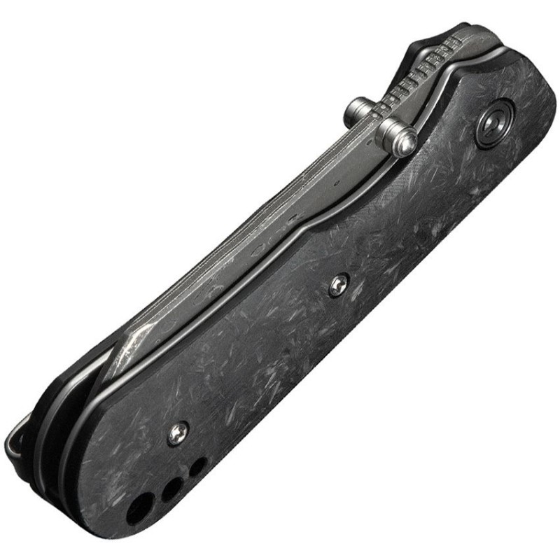 CIVIVI Knives Crabby Folding Knife - 2.7" Damascus Sheepsfoot Blade Shredded Carbon Fiber Handle