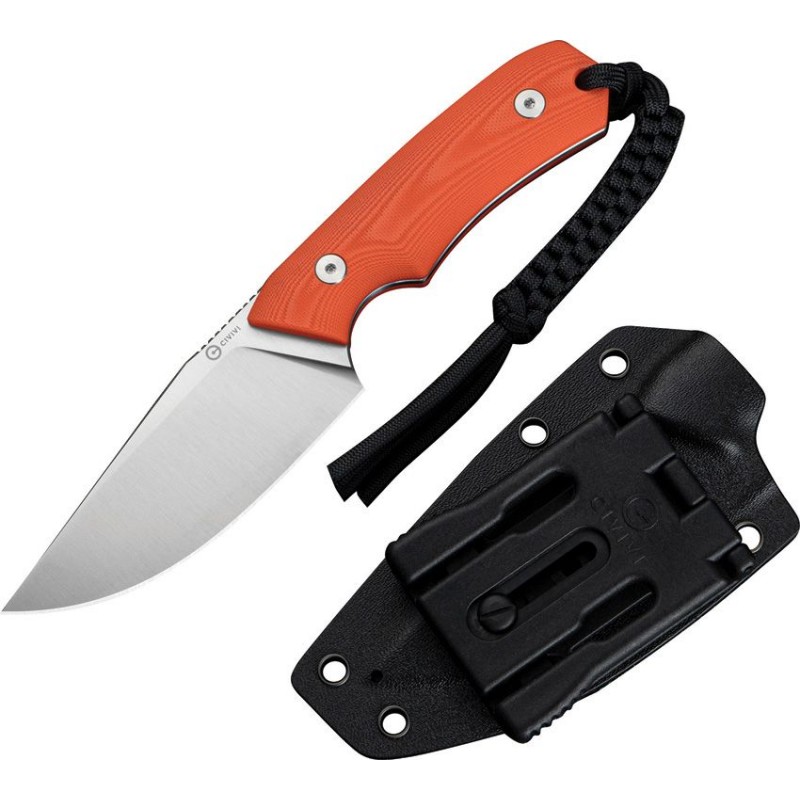 CIVIVI Gander Fixed Blade Knife - 3.63" 14C28N Blade Orange G10 Handle Kydex Sheath