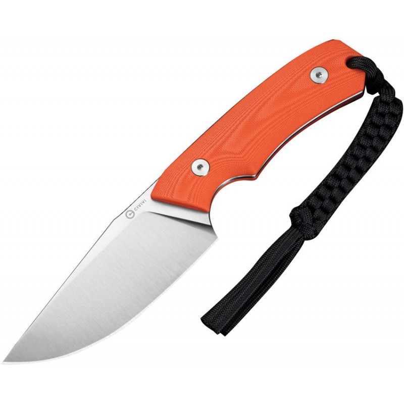 CIVIVI Gander Fixed Blade Knife - 3.63" 14C28N Blade Orange G10 Handle Kydex Sheath