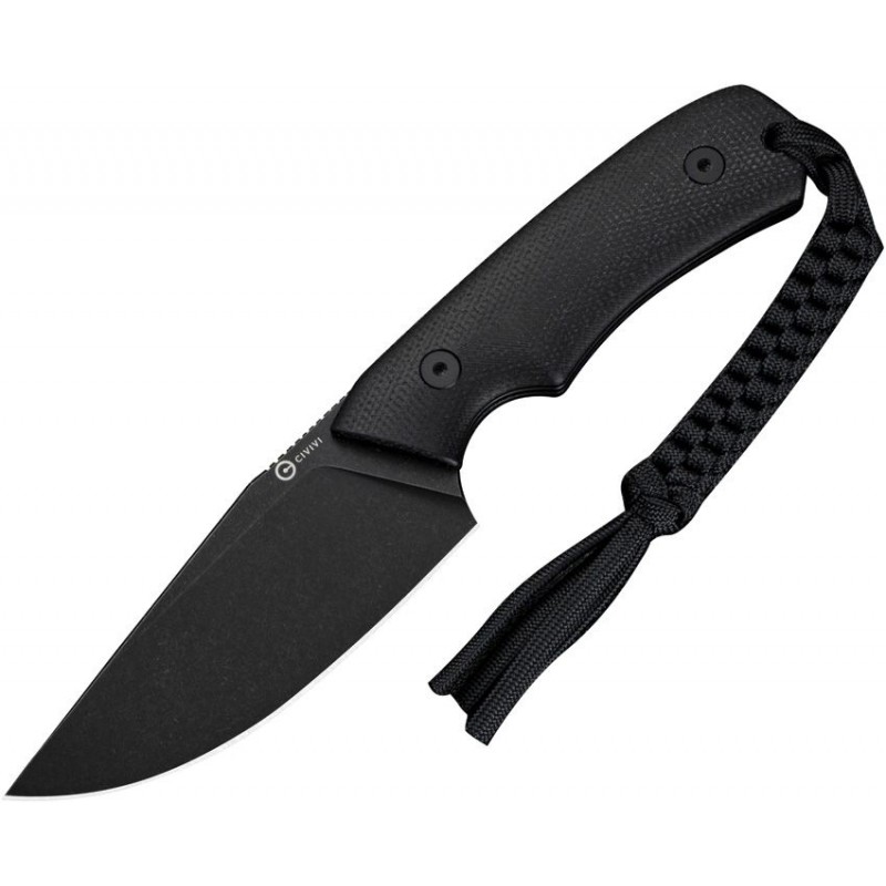 CIVIVI Gander Fixed Blade Knife - 3.63" 14C28N Black Blade Black Canvas Micarta Handle
