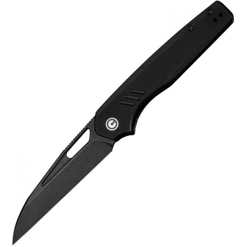 CIVIVI Guile Folding Knife - 3.25" 14C28N Black Stonewashed Wharncliffe Blade Black G10 Handle