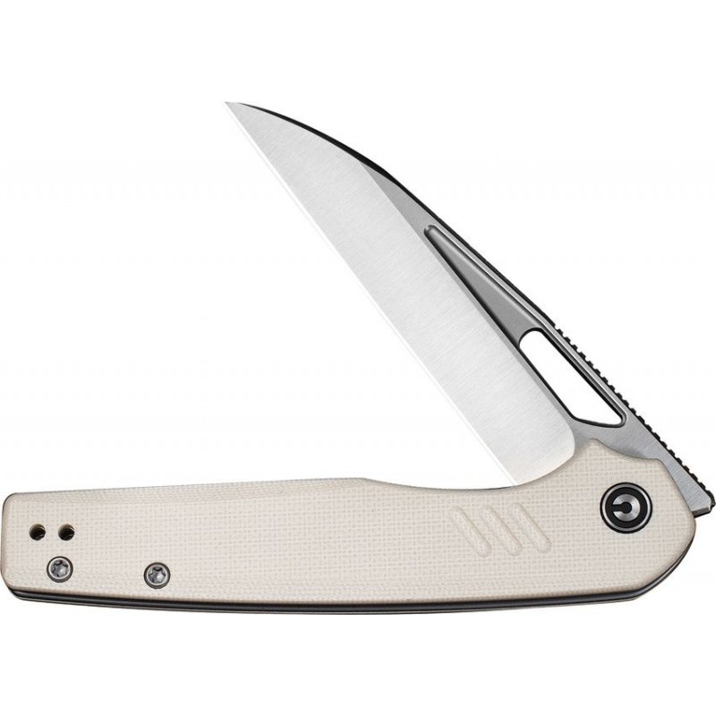 CIVIVI Guile Folding Knife - 3.25" 14C28N Stainless Steel Stonewashed Wharncliffe Blade Ivory G10 Handle