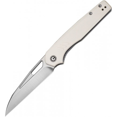 CIVIVI Guile Folding Knife - 3.25" 14C28N Stainless Steel Stonewashed Wharncliffe Blade Ivory G10 Handle