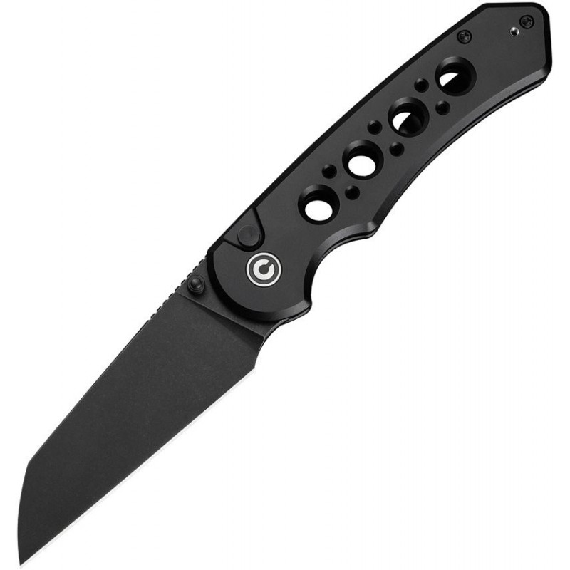 CIVIVI Pragma Prime Folding Knife - 3.5" Black 14C28N Stainless Steel Wharncliffe Blade Black Milled Aluminum Handle