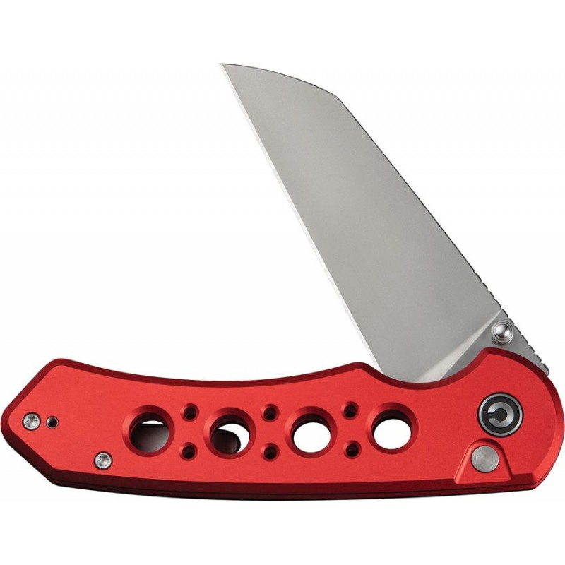 CIVIVI Pragma Prime Folding Knife - 3.5" 14C28N Stainless Steel Wharncliffe Blade Red Milled Aluminum Handle