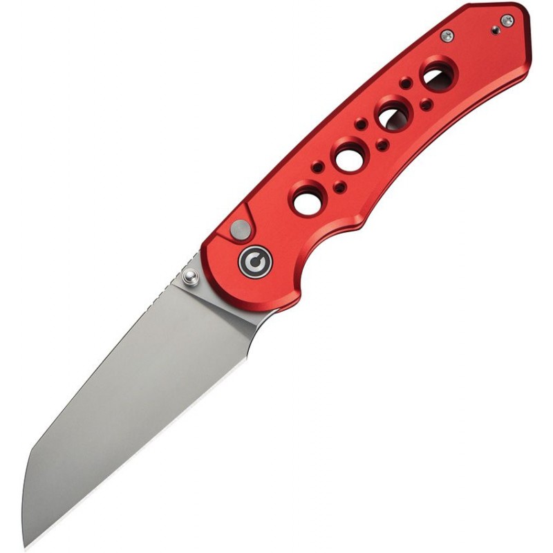 CIVIVI Pragma Prime Folding Knife - 3.5" 14C28N Stainless Steel Wharncliffe Blade Red Milled Aluminum Handle