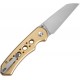 CIVIVI Pragma Prime Folding Knife - 3.5" 14C28N Stainless Steel Wharncliffe Blade Champagne Milled Aluminum Handle