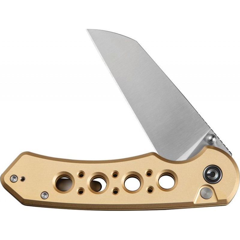 CIVIVI Pragma Prime Folding Knife - 3.5" 14C28N Stainless Steel Wharncliffe Blade Champagne Milled Aluminum Handle