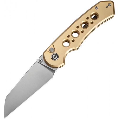 CIVIVI Pragma Prime Folding Knife - 3.5" 14C28N Stainless Steel Wharncliffe Blade Champagne Milled Aluminum Handle