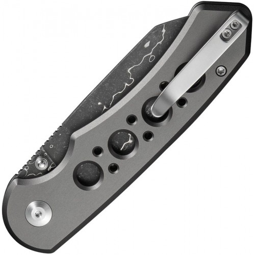 CIVIVI Pragma Prime Folding Knife - 3.5" Damascus Wharncliffe Blade Grey Milled Aluminum Handle