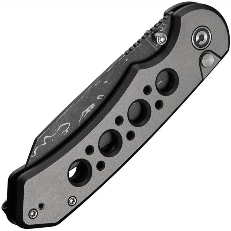 CIVIVI Pragma Prime Folding Knife - 3.5" Damascus Wharncliffe Blade Grey Milled Aluminum Handle