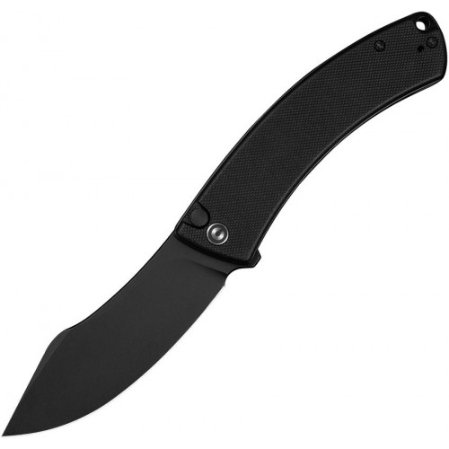CIVIVI Outlaw Muk Folding Knife - 3.47" 14C28N Black Stonewashed Nessmuk Blade Black G10 Handle