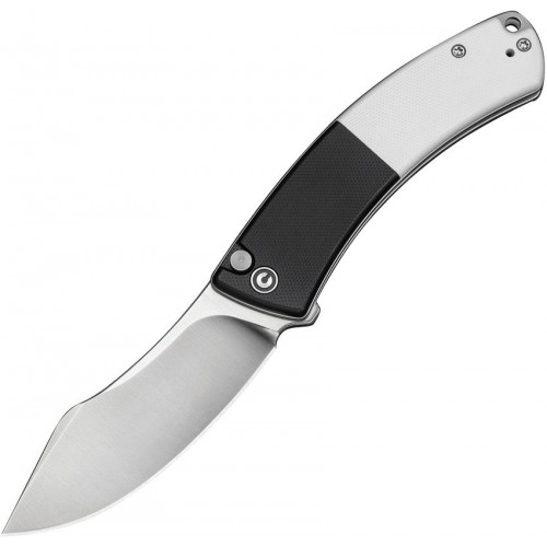 CIVIVI Outlaw Muk Folding Knife - 3.47" 14C28N Satin Nessmuk Blade Black and White G10 Handle