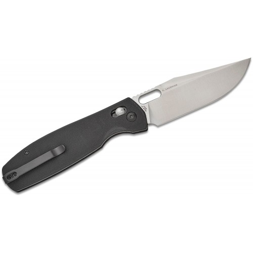 CJRB Prado Folding Knife - 3.76" AR-RPM9 Sand Polished Clip Point Blade Black G10 Handle