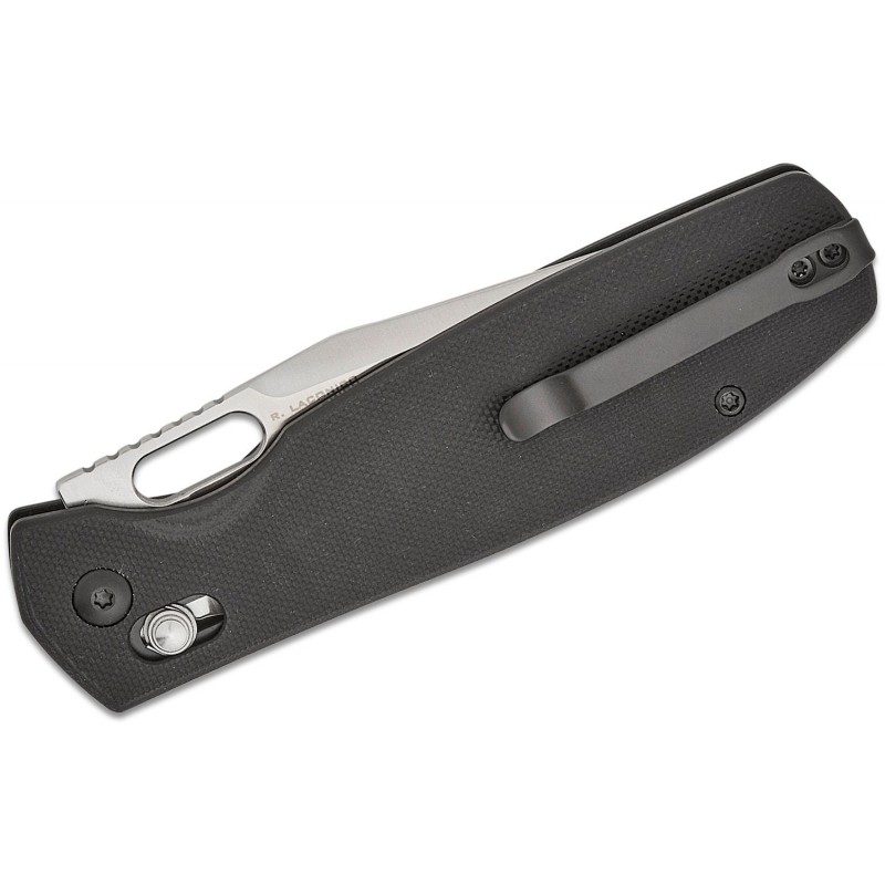 CJRB Prado Folding Knife - 3.76" AR-RPM9 Sand Polished Clip Point Blade Black G10 Handle
