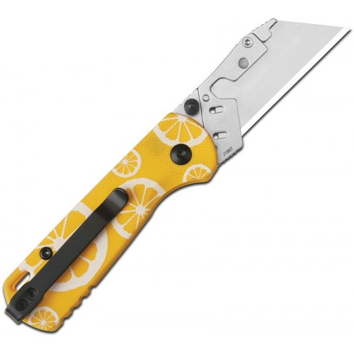 CJRB Cutlery Boxer Folding Utility Knife with 10 Blades - 2.3" Replaceable Utility Blade Lemon G10 Handle