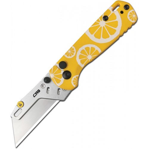 CJRB Cutlery Boxer Folding Utility Knife with 10 Blades - 2.3" Replaceable Utility Blade Lemon G10 Handle
