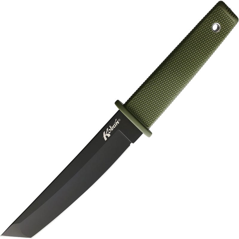 Cold Steel Kobun Fixed Blade Knife -  5.5" Black Tanto Blade OD Green Kray-Ex Handle