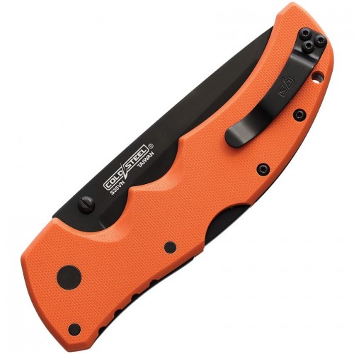 Cold Steel Recon 1 Tanto Folding Knife - 4" S35VN Black DLC Plain Blade Orange G10 Handle