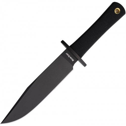 Cold Steel Recon Scout Fixed Blade Knife -  7.5" 52100 Black Carbon Steel Blade Black Kray-Ex Handle