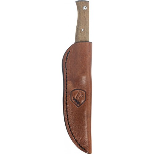 Condor Narrowsaur Fixed Blade Knife - 4.22" 1095 Carbon Steel Blade, Walnut Handles, Leather Sheath