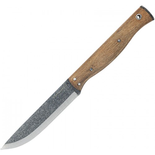 Condor Narrowsaur Fixed Blade Knife - 4.22" 1095 Carbon Steel Blade, Walnut Handles, Leather Sheath