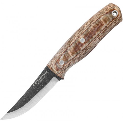 Condor Kambo Puukko Fixed Blade Knife - 2.93" 1075 Carbon Steel Blade Micarta Handle Leather Sheath