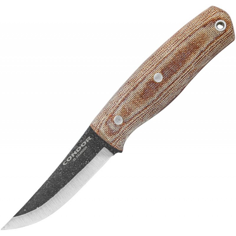 Condor Kambo Puukko Fixed Blade Knife - 2.93" 1075 Carbon Steel Blade Micarta Handle Leather Sheath