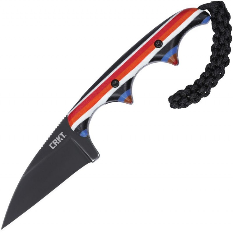 CRKT 2385G Minimalist Fixed Blade Wharncliffe - 2" D2 Steel Blade Blade Multi Colour G10 Handle