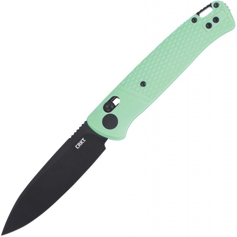 CRKT 430BKP Counterpart Crossbar Lock Folding Knife - 3.38" 12C27 Black Stainless Steel Blade Aqua GRN Handle