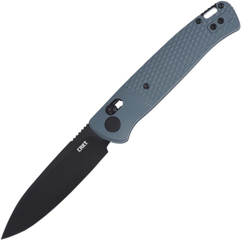CRKT 430GKP Counterpart Crossbar Lock Folding Knife - 3.38" 12C27 Black Stainless Steel Blade Grey GRN Handle