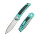 Dreamtech Knives D4288BL Folding Pocket Knife -4.13" M390 Stainless Steel Blade Teal Titanium and CF Handle Cyclaire Knives and Tools