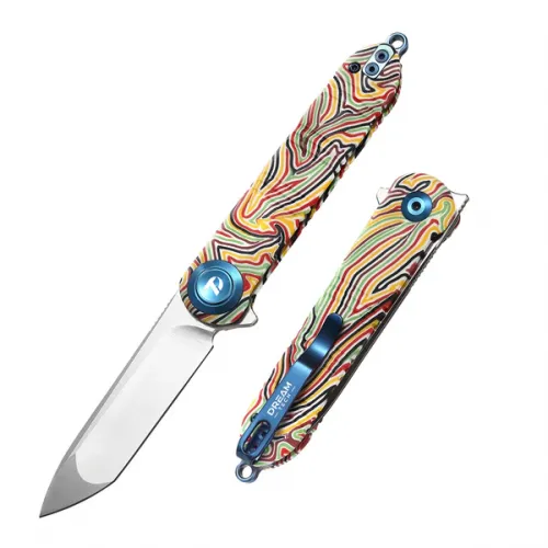 Dreamtech Knives D4324 Folding Pocket Knife - 3.11" 14C28N Stainless Steel Blade G10 Handle