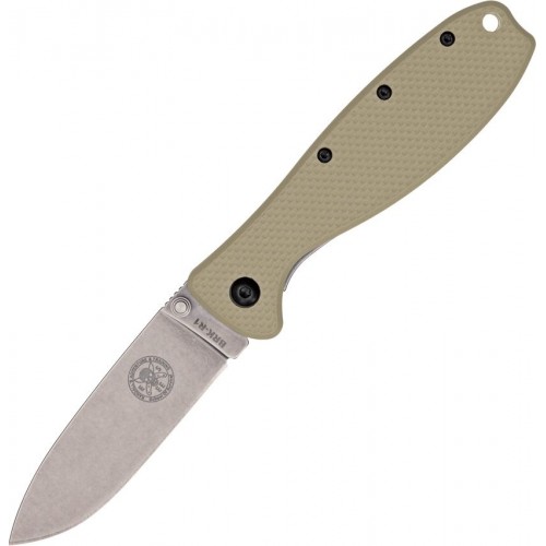 ESEE Zancudo Folding Knife - 3" D2 Tool Steel Blade Desert Tan FRN and Stainless Steel Handle Designed by ESEE