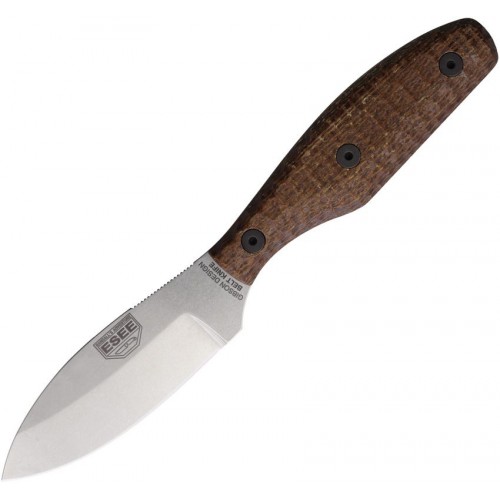 ESEE Belt Knife Fixed Blade Knife - 2.8" CPM-MagnaCut DP Blade Scalloped Brown Burlap Micarta Handle