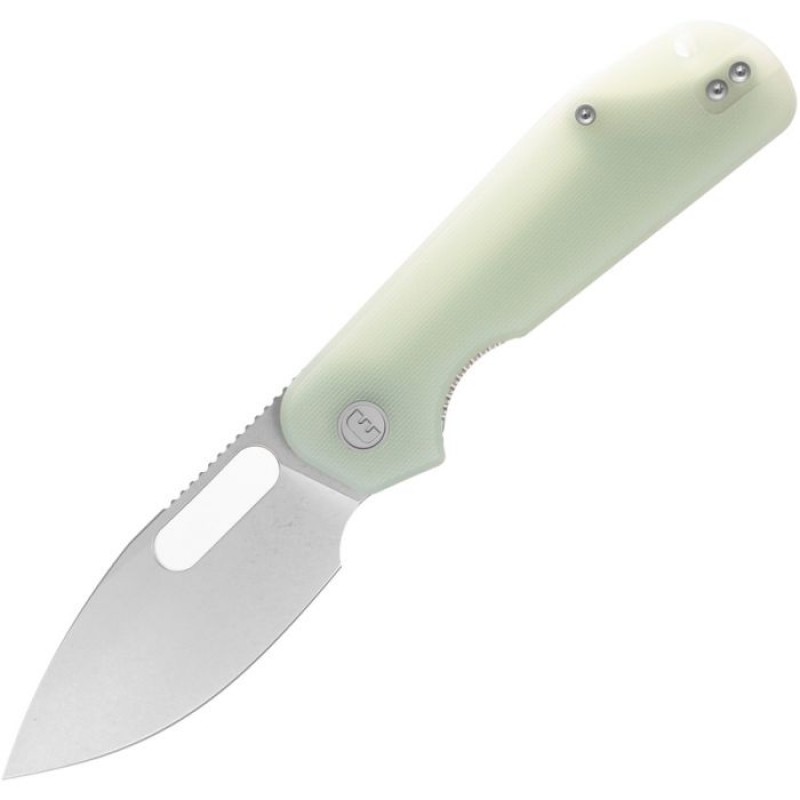 Liong Mah Designs Eutektik EFD Folding Knife - 3.5" 14C28N Stonewashed DP Blade Jade G10 Handle