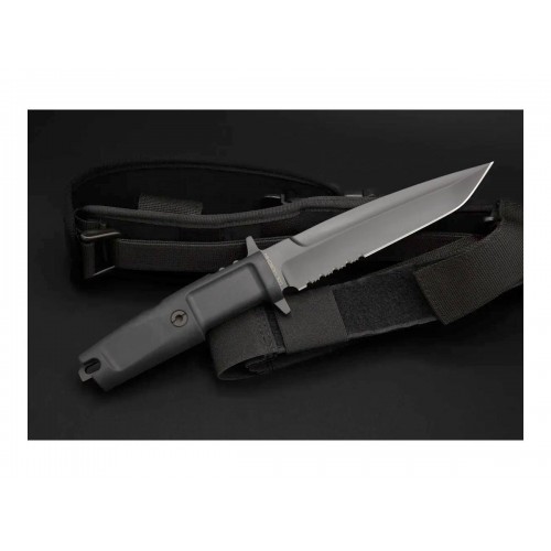 Extrema Ratio Col Moschin Knife - 6" Black N690 Combo Blade Forprene Handle