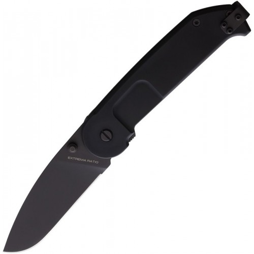 Extrema Ratio BF2 CD Black Folding Knife - 3.5" Black Drop Point N690 Blade Aluminum Handle
