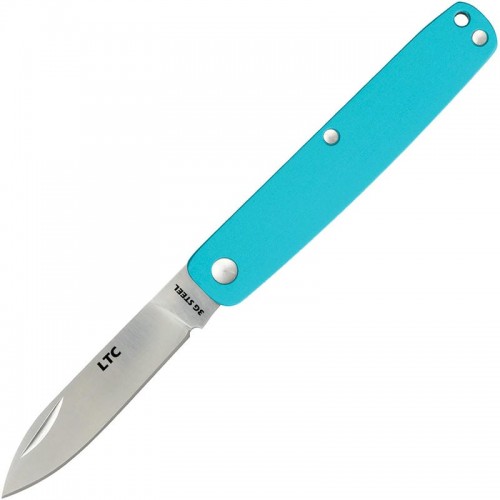Fallkniven LTC Legal to Carry UK EDC Pen Knife - 2.25" 3G Satin Blade, Sky Blue Aluminum Handles