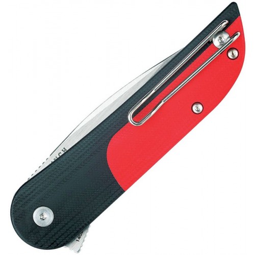 Finch Knives Devils Finger Smokeout Pocket Knife - 3.1" Stainless Steel Blade Red and Black G10 Handle