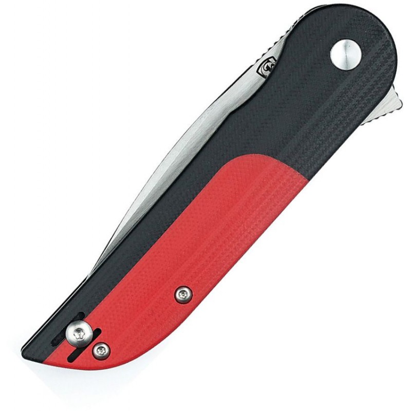Finch Knives Devils Finger Smokeout Pocket Knife - 3.1" Stainless Steel Blade Red and Black G10 Handle