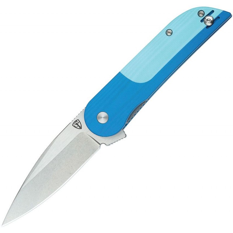 Finch Knives Devils Finger Blue Echo Pocket Knife - 3.1" Stainless Steel Blade Two Tone Blue G10 Handle