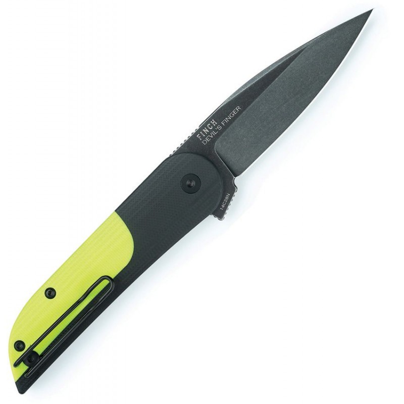 Finch Knives Devils Finger Neon Pocket Knife - 3.1" Stainless Steel Blade High Visibility G10 Handle