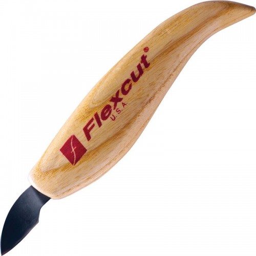 Flexcut KN26 Right-Handed Hook Knife 1.125" Carbon Steel Blade, Ash Wood Handles