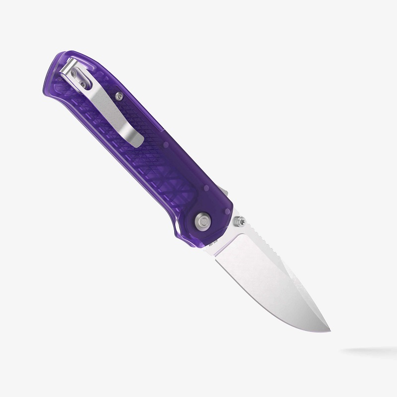 Flytanium Arcade Lite Shark Lock Folding Knife - 3.2" AUS-10A Steel Blade Purple Polycarbonate Textured Handle