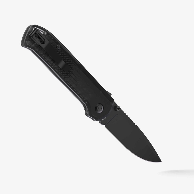 Flytanium Arcade Lite Shark Lock Folding Knife - 3.2" Black AUS-10A Steel Blade Smoke Black Polycarbonate Handle
