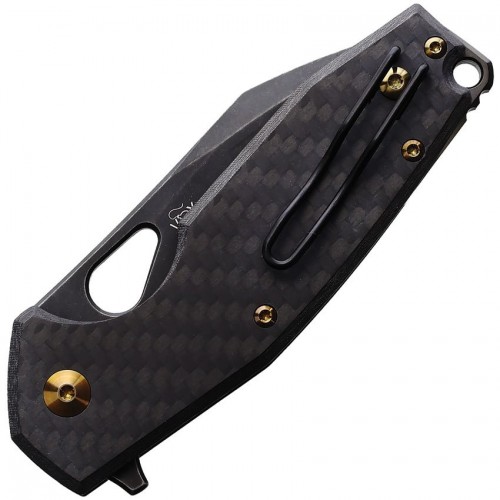 Fox Yaru Linerlock Folding Knife - 3" Black Bohlet M390 Blade Carbon Fiber Handle