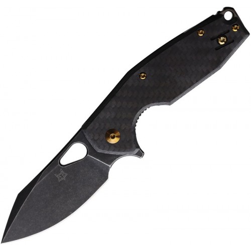 Fox Yaru Linerlock Folding Knife - 3" Black Bohler M398 Blade Carbon Fiber Handle
